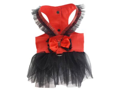 red dog harness with black tulle